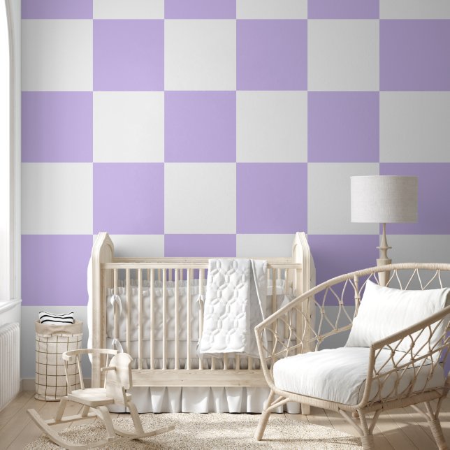 Lavender Chequered Wallpaper (Kids)