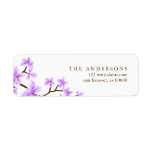 Lavender Cherry Blossoms Address Labels