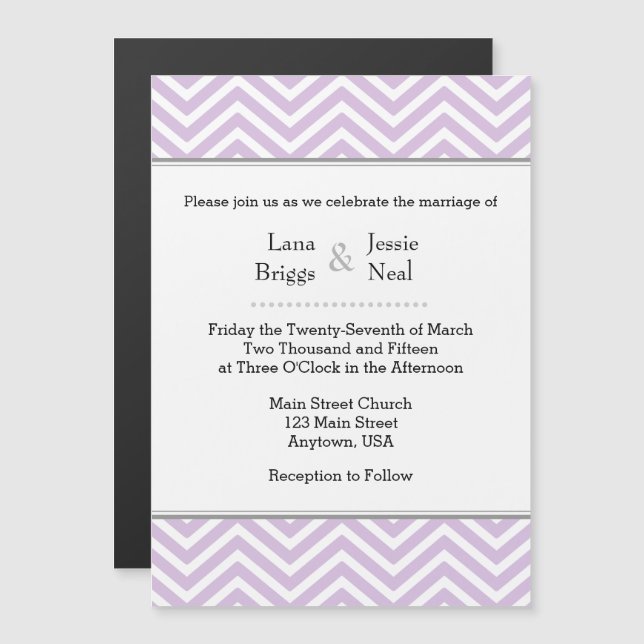 Lavender Chevron Magnetic Wedding Invitation (Front/Back)