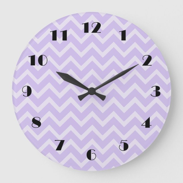 Lavender Chevron Pattern Wall Clock (Front)