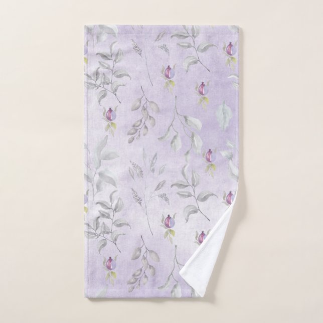 Lavender Chic Floral Leaves Hand Towel (Hand Towel)