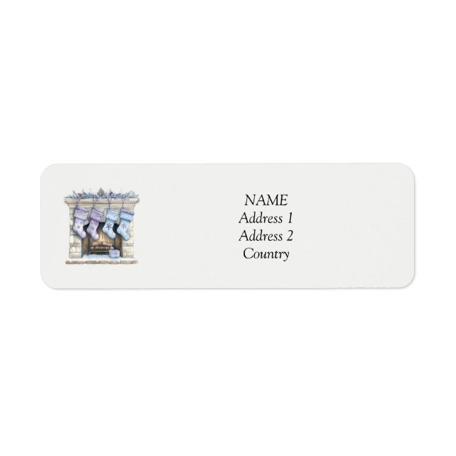 Lavender Christmas Fireplace Address Labels (Front)
