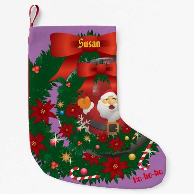 Lavender  Christmas  Holiday Santa Stocking (Front)