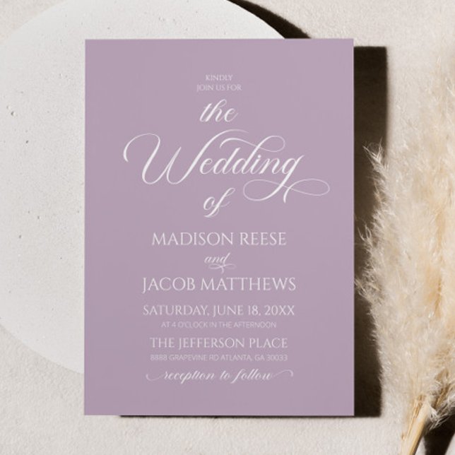 Lavender Classic Elegant Minimalist Wedding Invitation (Creator Uploaded)