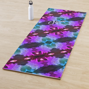 Lavender Clematis Flower Abstract Personalised Yoga Mat