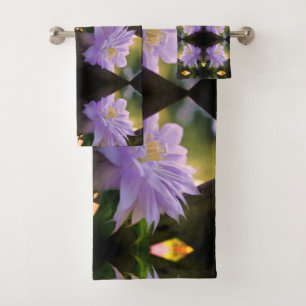 Lavender Clematis Flower In Trellis Abstract   Bath Towel Set