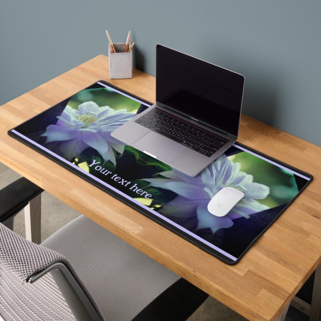 Lavender Clematis Flower In Trellis Personalised Desk Mat (Office 2)