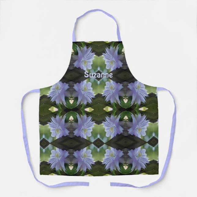 Lavender Clematis Flower Pattern Personalised     Apron (Front)