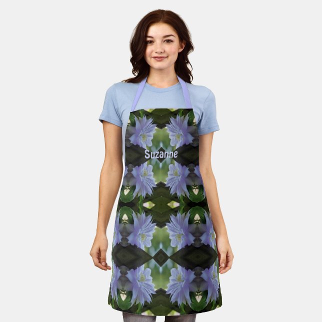 Lavender Clematis Flower Trellis Personalised     Apron (Worn)