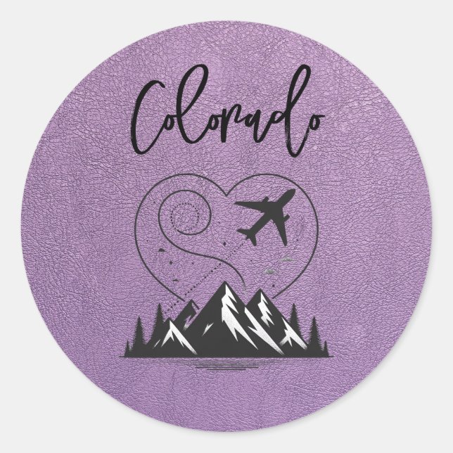 Lavender Colorado Passport  Classic Round Sticker (Front)