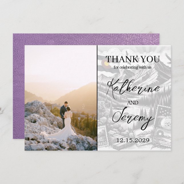 Lavender Colorado Passport Thank You Card (Front/Back)