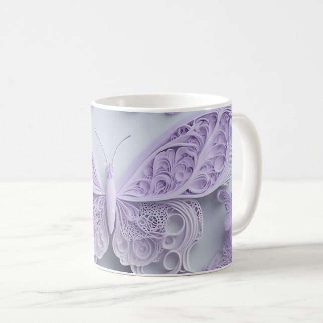 Lavender Colour Butterfly Coffee Mug (Front Right)