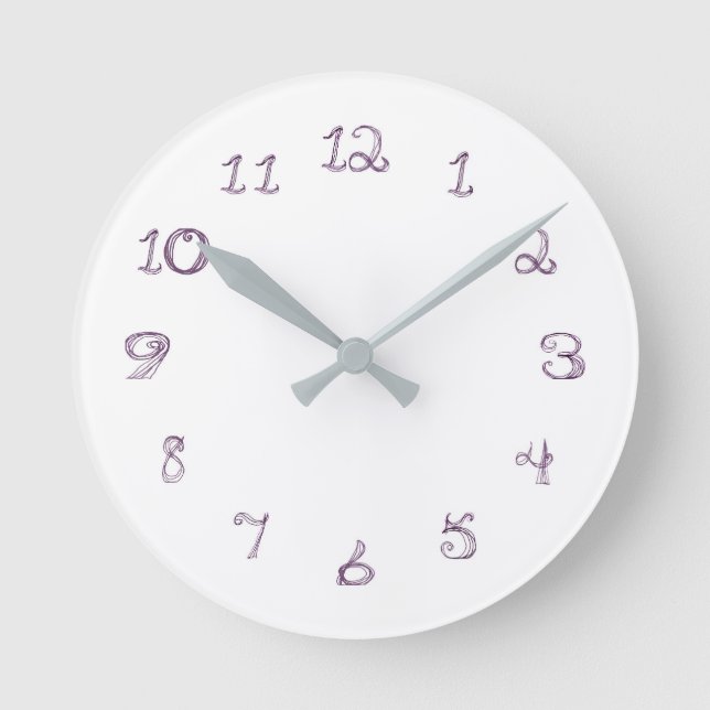 lavender colour fabric font round clock (Front)