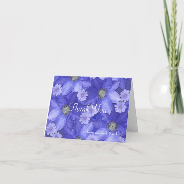Lavender Coloured Floral Design Thank You Card (Front)