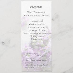Lavender-coloured flowers fade wedding program programme