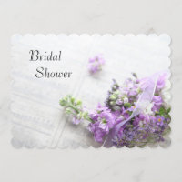 Lavender-coloured flowers on music bridal shower