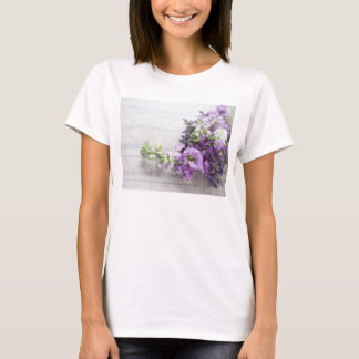 Lavender-coloured flowers on old music T-Shirt