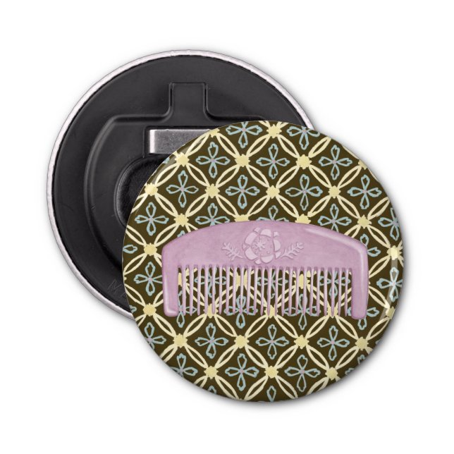 Lavender Comb on Chocolate Background Bottle Opener (Front)