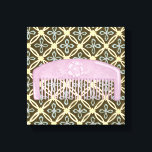 Lavender Comb on Chocolate Background Canvas Print<br><div class="desc">A beautiful lavender comb sits on a chocolate background in this print by Megan Meagher. Floral designs peek out from behind the comb, which also has a lovely flower on it. A great gift for fashionistas or lovers of purple!</div>