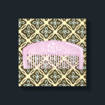 Lavender Comb on Chocolate Background Canvas Print<br><div class="desc">A beautiful lavender comb sits on a chocolate background in this print by Megan Meagher. Floral designs peek out from behind the comb,  which also has a lovely flower on it. A great gift for fashionistas or lovers of purple!</div>