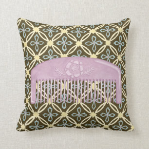 Lavender Comb on Chocolate Background Cushion