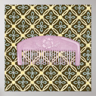 Lavender Comb on Chocolate Background Poster