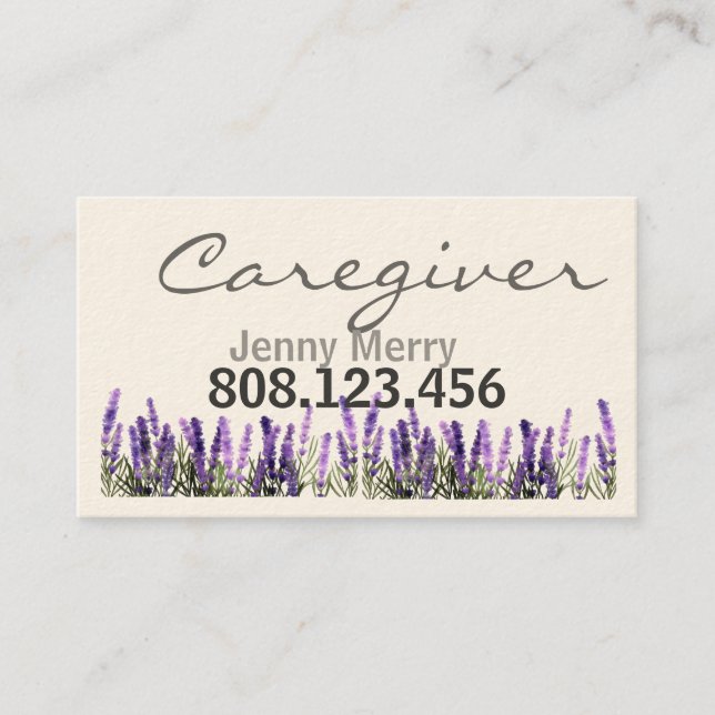Lavender Comfort: Caregiver Business Cards (Front)