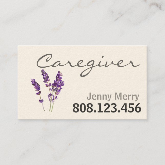 Lavender Comfort: Caregiver Business Cards (Front)