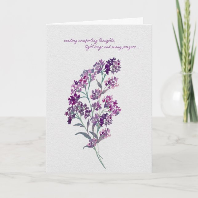 Lavender Comforting Thoughts – Watercolor Sympathy Card (Front)