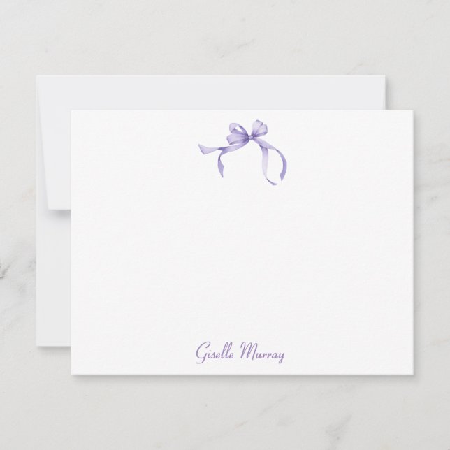 Lavender Coquette Ribbon Personalised Note Cards (Front)
