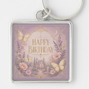 Lavender Cottage Birthday Dreamscape Key Ring
