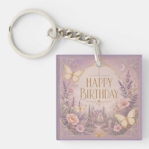 Lavender Cottage Birthday Dreamscape Key Ring