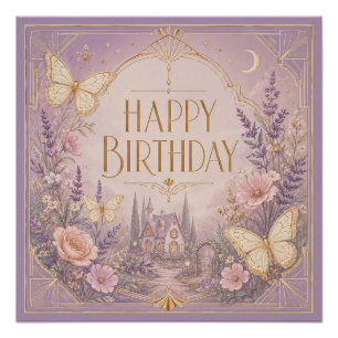 Lavender Cottage Birthday Dreamscape Poster