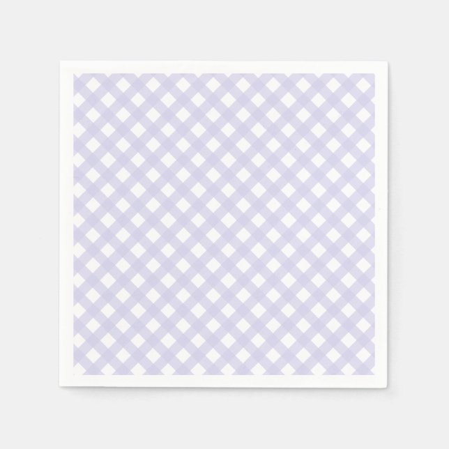 Lavender Country Style Gingham Pattern  Napkin (Front)