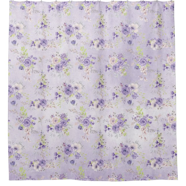 Lavender Countryside Roses Shower Curtain (Front)
