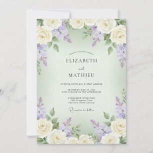 Lavender Cream Blossom Romance Wedding Invitation