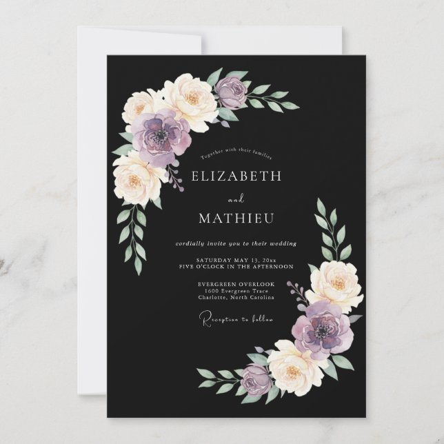 Lavender Cream Botanical Flourish Wedding Invitation (Front)