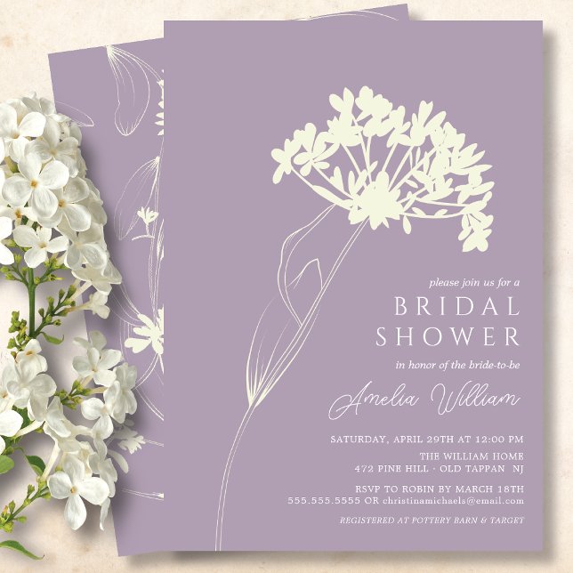 Lavender & Cream Modern Floral Bridal Shower Invitation (Creator Uploaded)