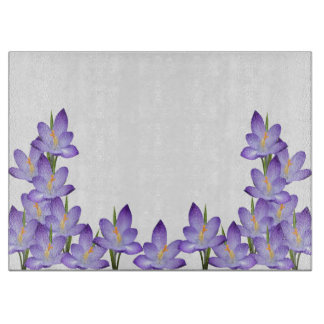 Lavender Crocus Flower Glass Cutting Board