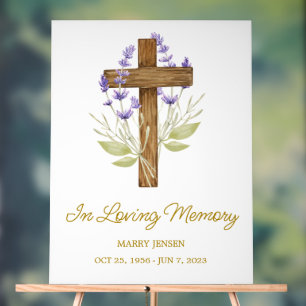 Lavender cross Memorial Funeral Acrylic Sign