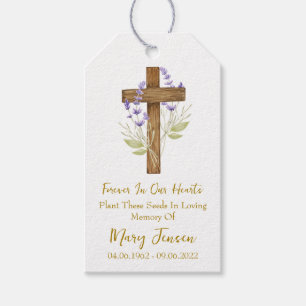 Lavender Cross Memorial Funeral Seed Packet Gift Tags