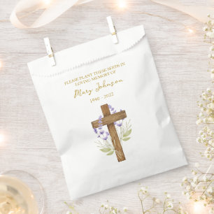 Lavender Cross Seed Packet Funeral Favor Bag