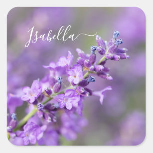 Lavender Custom Name Square Sticker