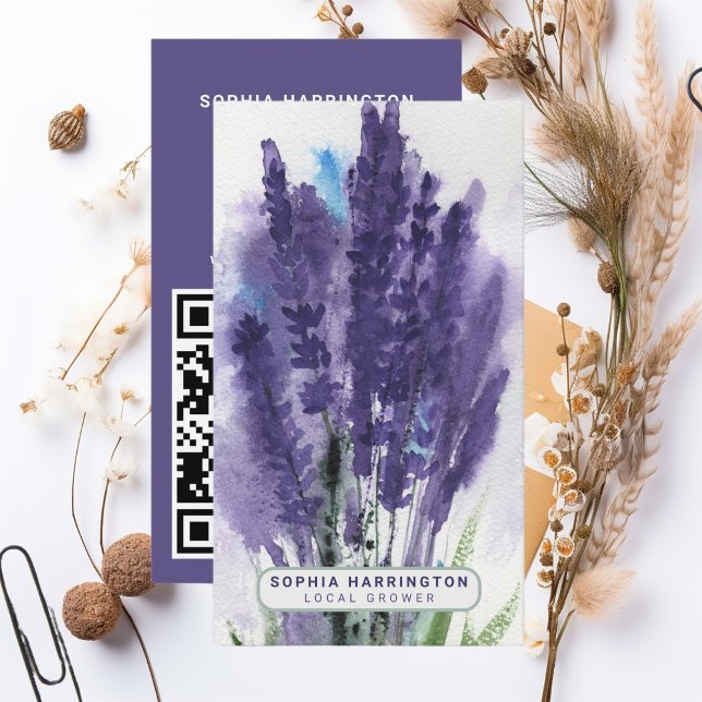 Lavender Custom QR Code Scannable Farmers Market Business Card (Creator Uploaded)