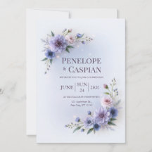 Lavender Dahlia Blush Floral Frame Wedding