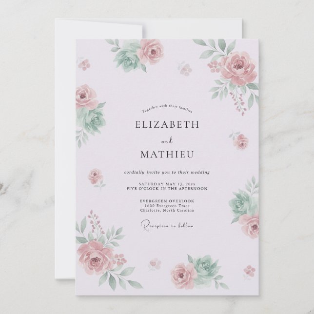 Lavender Dainty Watercolor Wedding Invitation (Front)