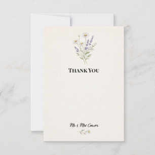 Lavender Daisy Botanical Wedding Thank You Card
