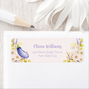 Lavender Daisy Eggplant Baby Shower Return Address