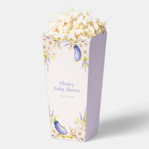 Lavender Daisy Floral Eggplant Baby Shower Popcorn Favour Box