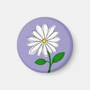 Lavender Daisy Hand-Drawn Magnet